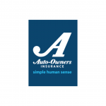 Large A Logo and tag line for Auto Owners Insurance with blue and white color theme