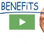 clickable video thumbnail with "benefits" text on white background