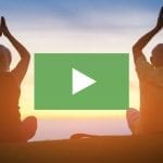 clickable video thumbnail depicting retired couple doing yoga at sunset